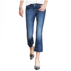 Banana republic premium denim cropped flare jeans women’s 27 Medium wash Raw ham